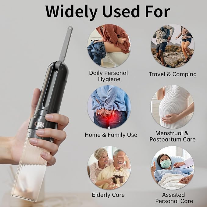 Portable Bidet for Travel,Personal Hygiene Sprayer Bottle for Women Men | Mobile Bidet Portable for Toilet,Electric Handheld High-Pressure Foldable USB-C Battery-Powered