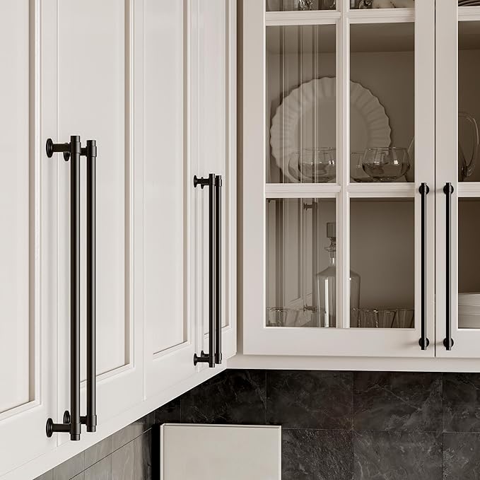 Franklin Brass 10 Pack Matte Black Cabinet Handles 10 inch (256mm) Kitchen Cabinet Handles and Drawer Pulls for Cupboards and Dressers | Francisco Collection