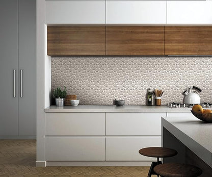 5 Sheets Beige Flowers Mosaic Tiles for Bathroom and Kitchen Wall and Floor 13.39 * 11.02 Inches 1.02 sq.ft