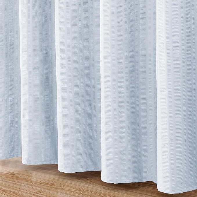 Aiyufeng Glacier Blue Shower Curtain for Bathroom, Embossed Textured Fabric Shower Curtain for Bathroom - Soft Cloth & Hotel Spa, Machine Washable, 36X72,Glacier Blue