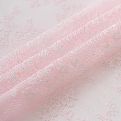 TUDECO Pink Lace Shower Curtain with Attached Valance, 72x72 Inch, 1 Panel | Light Pink, Cute Girly Bathroom Decor, Aesthetic Feminine Style, Vintage Floral Detail, Soft Light Filtering, Semi Privacy