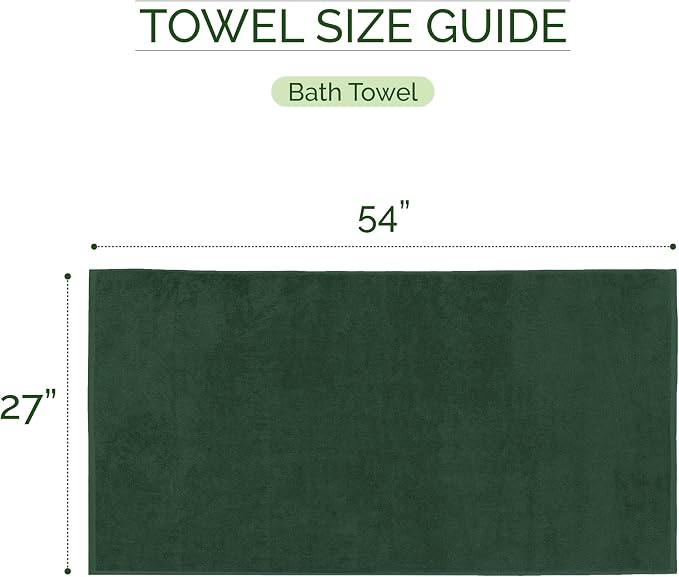 Elegant Comfort 100% Turkish Cotton Corduroy Ribbed Luxury Soft 2 Pack Bath Towels 27 x 54 Inch - Ultra Plush, Absorbent, Quick Dry, Hotel Spa Quality Towels for Bathroom Essentials, Hunter Green