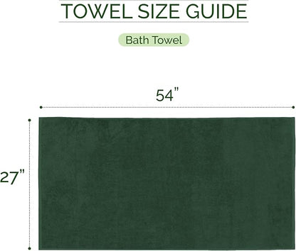 Elegant Comfort 100% Turkish Cotton Corduroy Ribbed Luxury Soft 2 Pack Bath Towels 27 x 54 Inch - Ultra Plush, Absorbent, Quick Dry, Hotel Spa Quality Towels for Bathroom Essentials, Hunter Green