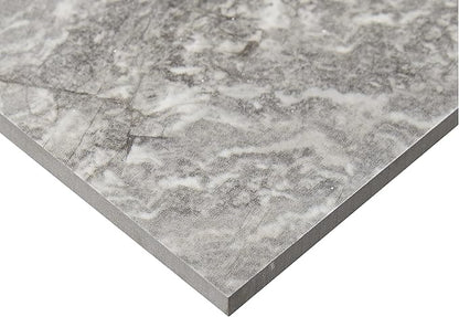 Daltile Perpetuo 12" x 12" Marble Look Porcelain Floor Tile in Polished Eternal Grey for Kitchen, Bathroom, Living Room Floors | (13 PC Per Carton) (12.22 SQFT Per Carton)