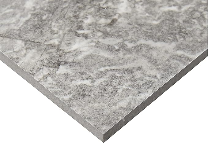 Daltile Perpetuo 24" X 24" Porcelain Marble Look Floor Tile in Polished Eternal Grey (4 pieces per carton) (15.20 sqft per carton)