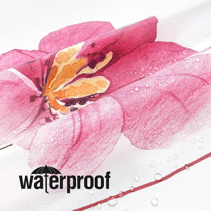 Pink Yellow Beige Watercolor Floral Fabric Shower Curtain, 72x72 | Waterproof Fabric, Modern Minimalist Floral Print, Machine Washable, Rustproof Grommets, for Bathroom Home