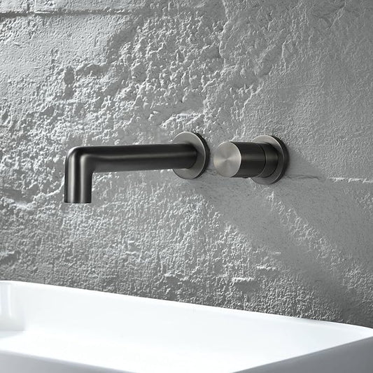 BiaoTeng Concealed Faucets for Bathroom Sinks Single Handle 2 Functions Hot and Cold Bathroom Vanity for Wall Mount Faucet Single Handle Brass Grey