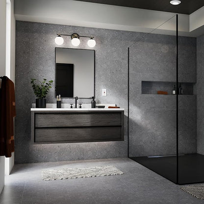 Kichler Benno 3-Light Vanity, Modern Light with Opal Glass in Black and Champagne Bronze, for Bathroom or Powder Room (8.75" x 24.5"), 55172BKCPZ