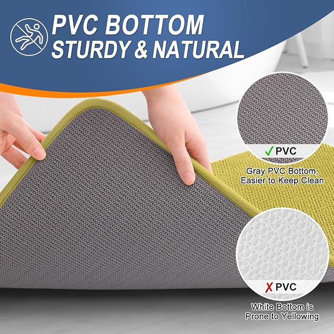 OLANLY Memory Foam Small Bathroom Rugs 24x16, Absorbent Mat, Deep Mustard | Soft Quick Dry Bath Rugs, Non-Slip Carpet, Machine Washable Mat for Bathroom Floor, Tub and Shower, Home Decor Accessories