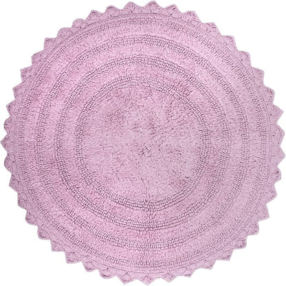 DII Crochet Collection Reversible Bath Mat, Round, 27.5" Diameter, Mauve