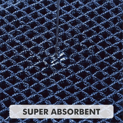 MIULEE Set of 2 Waffle Bathroom Rugs Navy Blue Bath Mat 17"x24"+20"x32" | Non Slip, Super Absorbent, Washable, Ultra Soft, Rubber Backed Bath Rugs for Bathroom Floor Tub Shower, Boho Decor