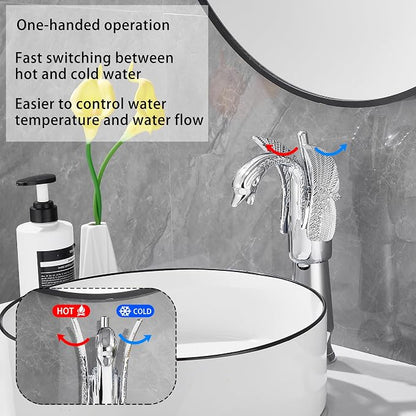 Chrome Swan Shape Single Handle One Hole Bathroom Vessel Sink Faucet Deck Mount Lavatory Sink Faucet