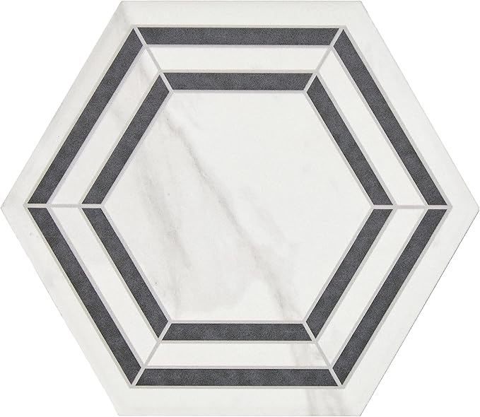 Daltile Perpetuo 8" Glazed Porcelain Hexagon Decorative Accent Wall Tile in Matte Bridal (25 pieces per carton) (9.37 swft per carton)