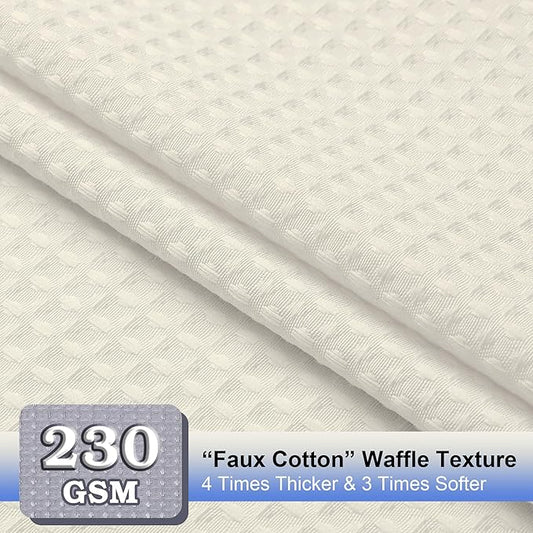 OVZME Stall Fabric Shower Curtain Set - 36x72, Waffle Weave 230GSM Heavy Duty Small Fabric Shower Curtains for Narrow Size, Machine Washable Bath Curtain with 12 Plastic Hooks, 36x72 Inch, Cream