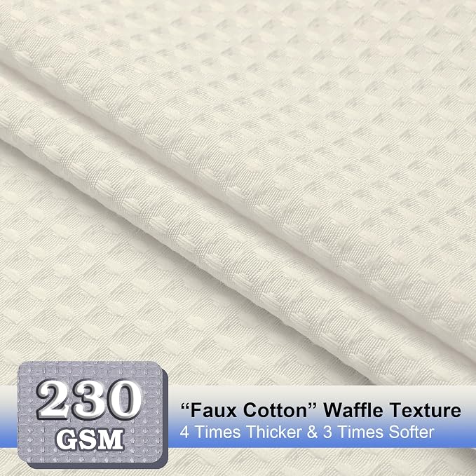 Stall Fabric Shower Curtain Set - 36x72, Waffle Weave 230GSM Heavy Duty Small Fabric Shower Curtains for Narrow Size, Machine Washable Bath Curtain with 12 Plastic Hooks, 36x72 Inch, Cream