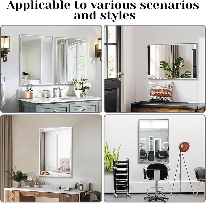 1 PCS 16”x 24”Beveled Polished Edge Frameless Bathroom Mirror Rectangle Wall Mount Vanity Mirror for Bathroom,Bedroom,Entryway,Over Sink,Living Room (16×14-1PCS)