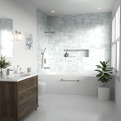 Lava Odoro Modern 3-Setting Square Shower and Tub Faucet Set with Shower Head and Handheld Sprayer Brushed Nickel, Rainfall Shower System with Tub Spout, Shower Valve Trim Kit, SF103-BN-T
