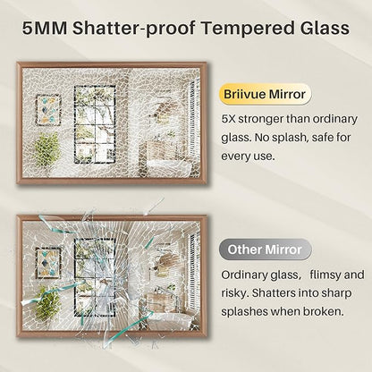 40x38 Inch Bathroom Mirror for Wall, Anti-Rust Walnut Wood Grain Metal Framed Bathroom Mirrors for Over Sink,Rectangler Mirrors for Bathroom Vanity, Farmhouse, Bedroom, Living Room, Entryway Decor