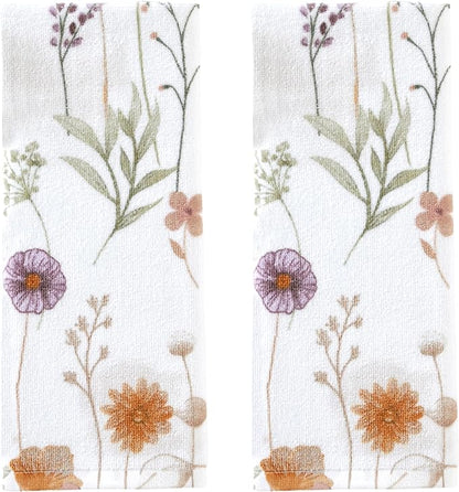 SKL Home Somerset Hand Towel Set-2pc, 100% Cotton, White | Soft & decorative printed velour. For use in the bathroom, kitchen or bar & makes a great gift.