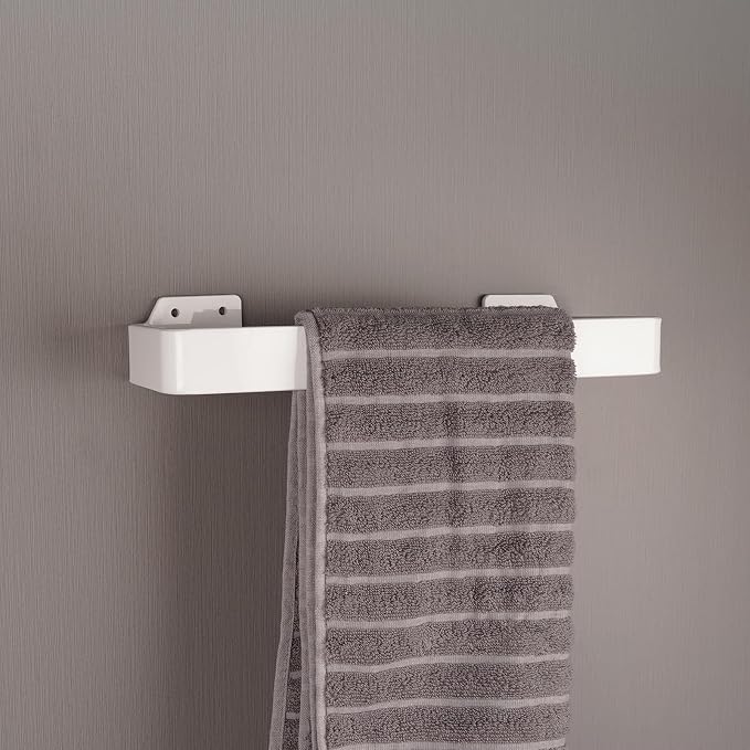12.6Inches Hand Towel Holder, Self Adhesive Towel Rack for Bathroom Wall Mounted, Acrylic Towel Hanger (White)