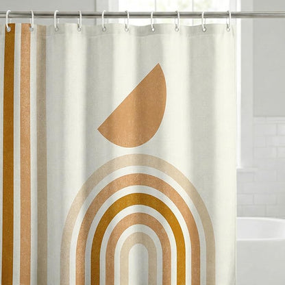 Americanflat 71x74 Boho Shower Curtain - Water-Resistant Long Shower Curtain with Durable Metal Grommets and 12 Hooks - 100% Polyester - Burnt Orange, Terracotta, Warm Sand and Cream