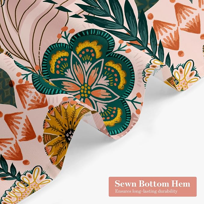 Pink Floral Shower Curtain, Boho Vintage Botanical Fabric Curtain, 72 x 78 | Boho floral, vintage botanical, dark floral, rustic farmhouse, colorful flowers, fabric shower curtain