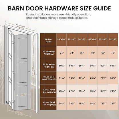 SMARTSTANDARD 72" x 80" Reeded Glass Bifold Closet Doors, Preassembled, MDF | Water-Proof PVC Surface, Half Tempered Glass with Hardware Kit, White Interior Slab for Kitchen, Closet, Pantry, White
