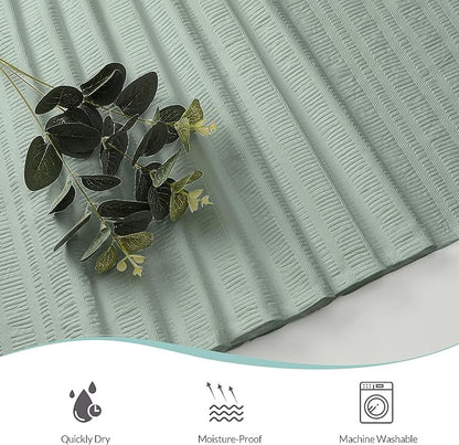 Aiyufeng Moga Sage Green Shower Curtain 84 Inches Long, 3D Embossed Textured Fabric Shower Curtain for Bathroom - Soft Cloth & Hotel Spa Luxury, Machine Washable, 72X84, Sage Green