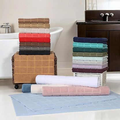 Superior 100% Cotton Bathmat Set, Bath Mats, Bathroom Decor, Shower, Bathtub Essentials, Home Accessories, Small Washable Rug, No Backing, Heavyweight, Nora Collection, Set of 2, 22" x 35", Turquoise