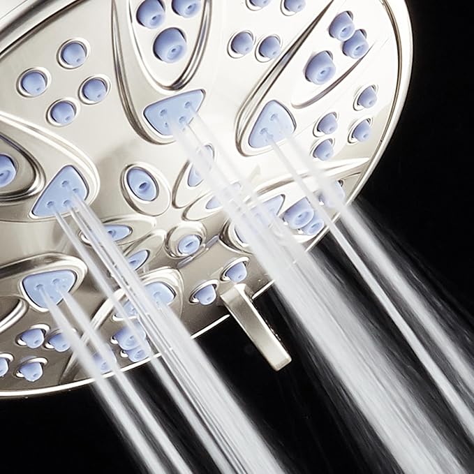 AquaDance Antimicrobial – Anti-Clog High-Pressure 6-Setting Shower Head with Microban Nozzle Protection from Growth of Mold, Mildew & Bacteria for Stronger Shower! 4" Sunset Blue