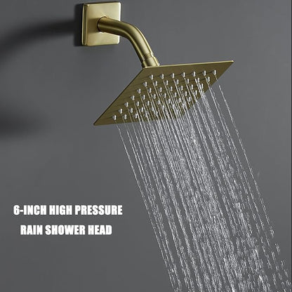 Shower Faucet Set, Brushed Gold, 6 Inch Shower Head& Tub Faucet | Gold Shower Faucet Set,Tub Faucet Set,Shower Faucet,Brushed Gold Shower Faucet Set,Bathtub Shower System