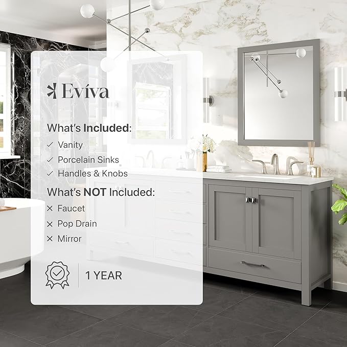 Eviva Aberdeen 84 in. Gray Double Sink Bath Vanity with Carrara Quartz Top and Undermount Porcelain Sinks