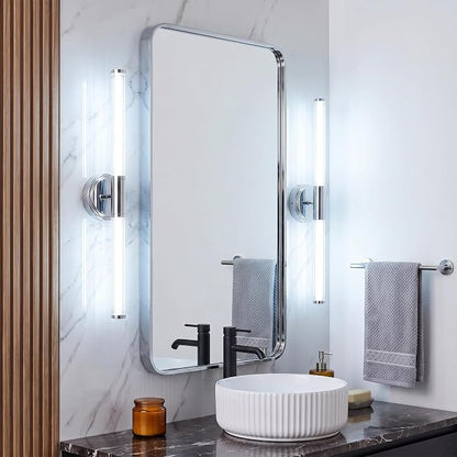 URSOLA 24" Modern LED Bathroom Light Fixtures, Chrome 3CCT Dimmable Bathroom Vanity Light Over Mirror, Bathroom Vanity Bath Bar Lights with 360° Removable Acrylic Light Tube