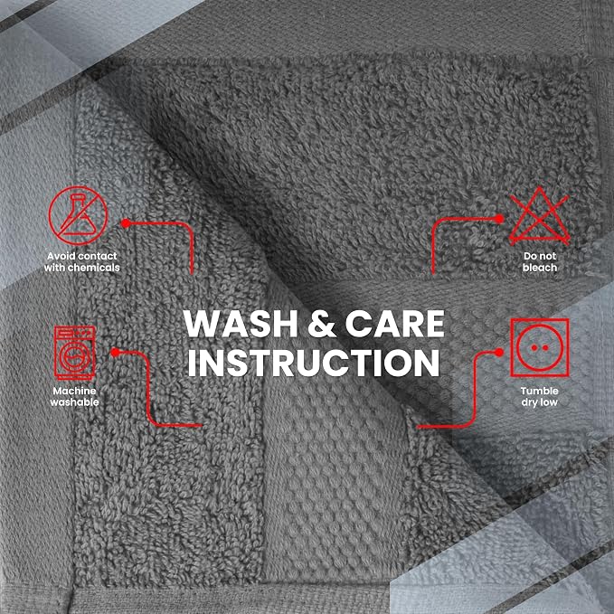 Infinitee Xclusives 100% Cotton Luxury Wash Cloths for Showering - 4 Pack | Washcloths [13x13] - Soft and Absorbent Face Towels for Bathroom Wash Clothes - Gym, Spa & Hotel Use