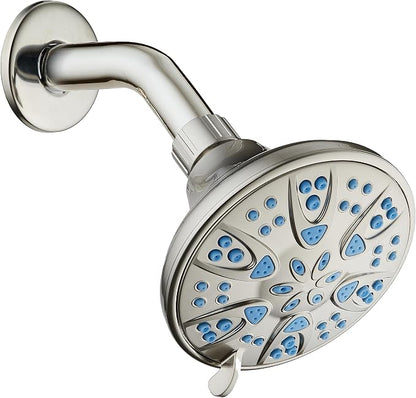 AquaDance Antimicrobial – Anti-Clog High-Pressure 6-Setting Head with Microban Nozzle Protection from Growth of Mold, Mildew & Bacteria for Stronger Shower 4", Aqua Blue Jets – 1.8 GPM