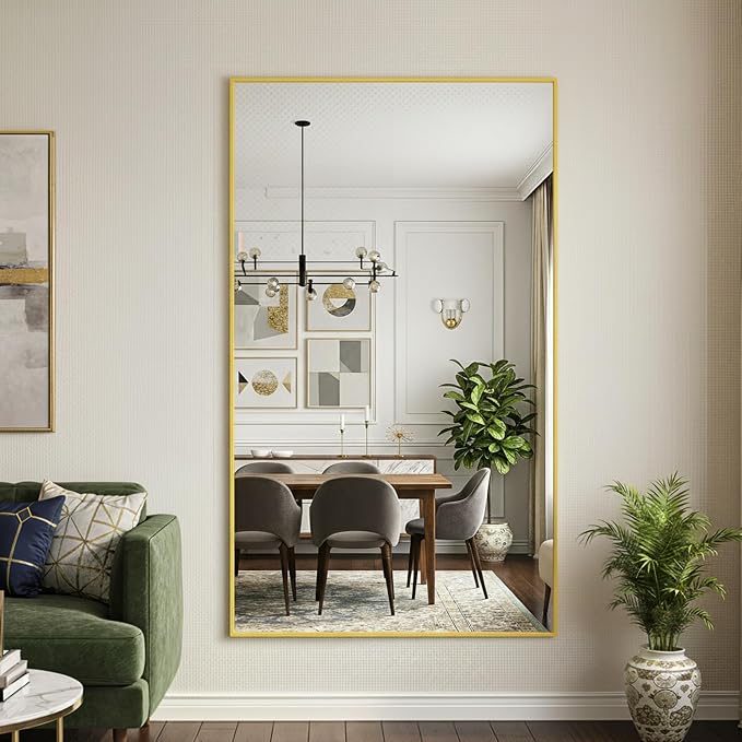 FICTOR Bathroom Vanity Mirror for Over Sink, 30" x 48", Gold | Anti-Rust Frame, Shatterproof Tempered Glass, Vertical/Horizontal Wall Mounted Mirror for Bedroom, Entryway, Living Room