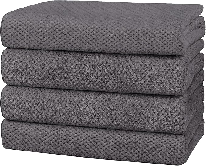 HOMEXCEL 4PK Bath Towel Set, 30x60 in, Absorbent Large Towels for Bathroom | Ultra Soft, Lightweight, Quick Dry Towels for Pool, Beach, Swim, Yoga, SPA, Grey