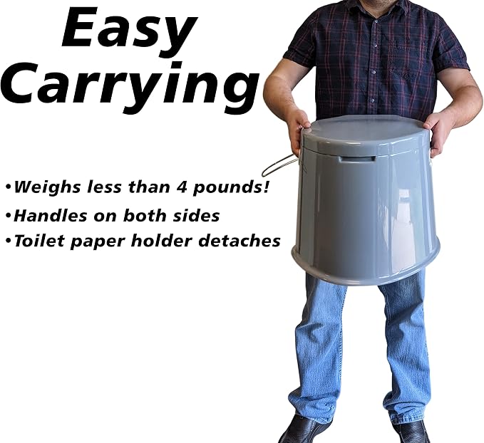 Portable Travel Toilet with Toilet Paper Holder and Removable Waste Bucket for Easy Cleaning, Lightweight Indoor or Outdoor Toilet for Camping, Road Trip, Boating - by SciencePurchase