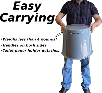 Portable Travel Toilet with Toilet Paper Holder and Removable Waste Bucket for Easy Cleaning, Lightweight Indoor or Outdoor Toilet for Camping, Road Trip, Boating - by SciencePurchase