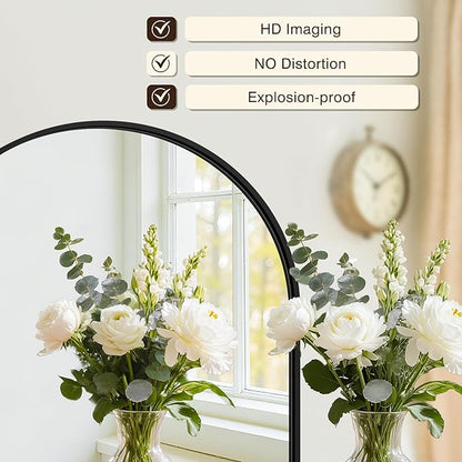 Vanity Bathroom Mirror for Wall, 2 Pack 36”x24” Arched Bathroom Mirror for Over Sink, Arched Metal Frame for Bedroom, Living Room, Entryway, Hanging or Leaning, Black