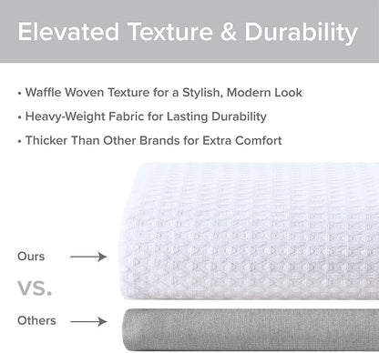 Madison Park Arbor Waffle Extra Long Shower Curtain, 72 x 84, White Solid | Adds Privacy, Machine Washable, Farmhouse, OEKO-TEX Certified Bathroom Curtain, 3M Scotchgard Moisture Management