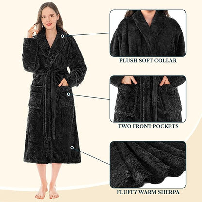 PAVILIA Premium Womens Plush Soft Robe Fluffy, Warm, Fleece Sherpa Shaggy Bathrobe