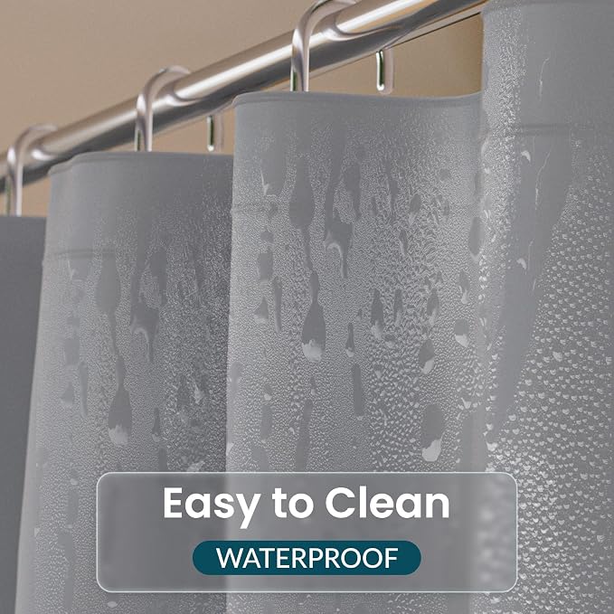 Titanker Plastic Shower Curtain Liner, 72x72 Grey Shower Liner Lightweight PEVA Shower Curtains for Bathroom, Waterproof Shower Liner with Magnets and Rustproof Grommet Holes