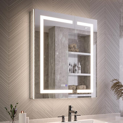 Recessed Medicine Cabinet with Lights, 30x36 Lighted Medicine Cabinet with Mirror, 5XMagnifier, GFCI Outlet, Soft-closed, Front&Backlit, Anti-Fog, Dimmable&Tunable, Sensor Lights, Adjustable Shelves