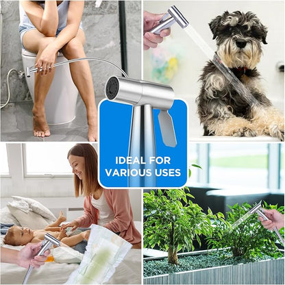 Handheld Bidet Sprayer for Toilet – Stainless Steel Adjustable Pressure Bidet Sprayer Kit with Brass T-Valve – Multipurpose Toilet Bidet Sprayer for Feminine Hygiene, Baby Cloth Diaper & Pet Wash