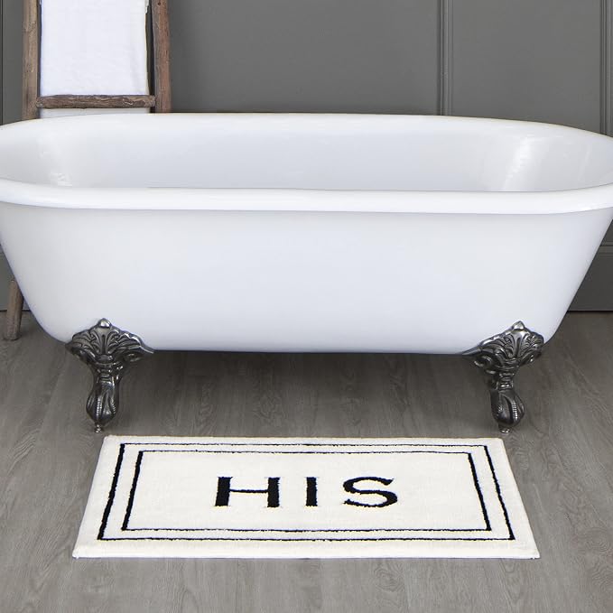 Mohawk Home His White/Black 1' 8" x 2' 10" Bath Mat