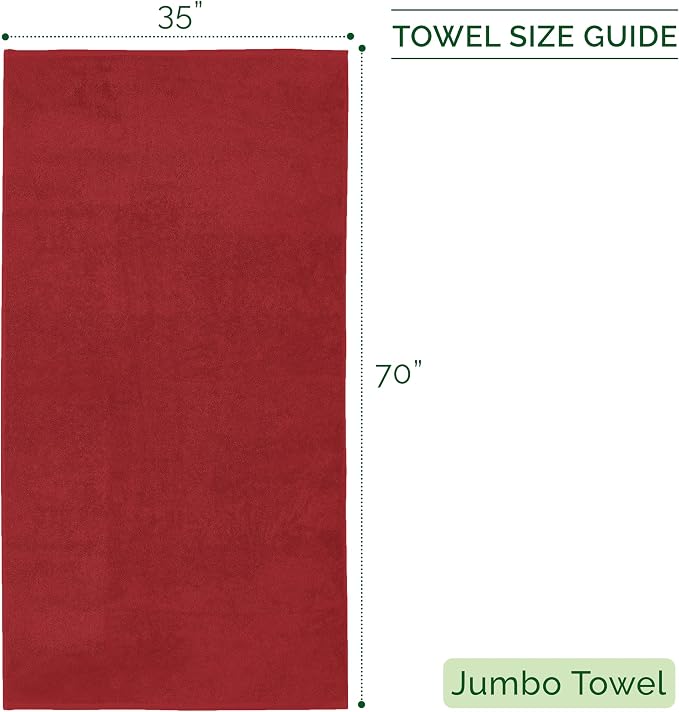 Elegant Comfort 100% Turkish Cotton Corduroy Ribbed Luxury Jumbo Bath Towel Ultra Soft - 35 x 70 Inch - Luxury Spa Premium Hotel Quality Highly Absorbent and Quick Dry Large Bath Towel, Burgundy