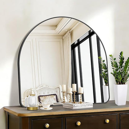 FORBATH Arched Bathroom Mirror 36x36 Inch, Black Bathroom Mirror Wall Mounted Modern Aluminum Alloy Frame Arch Mirror for Bedroom Living Room Entryway, Hanging or Leaning Against Wall