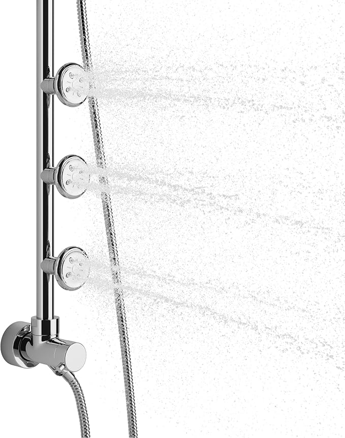 Lanikai Rain Shower Head with Handheld Spray Combo - 1028-CH, Polished Chrome - 8" Rain Showerhead with Handheld Sprayer, 3 Spray Jets, 5-Function Rainfall Shower Head with Hose, 2.5 GPM