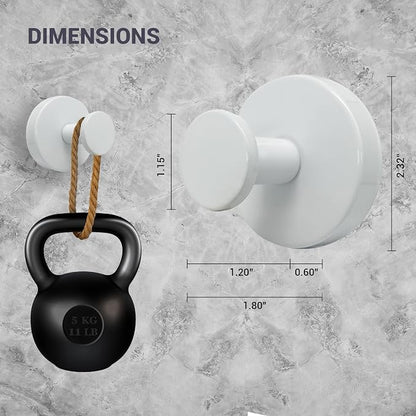 Suction Cup Hooks for Shower - 4 Pack, White - Stainless Steel, Strong Suction, No Drill, Removable Hanger, Tile Bathroom Kitchen Wall, Glass Door, Mirror Hook Hanging Robe, Towel Holder